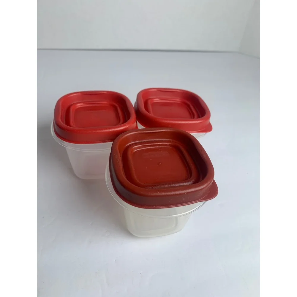 Rubbermaid TakeAlongs 4oz Small Snack Food Storage Containers Red Lids Set of‎ 3